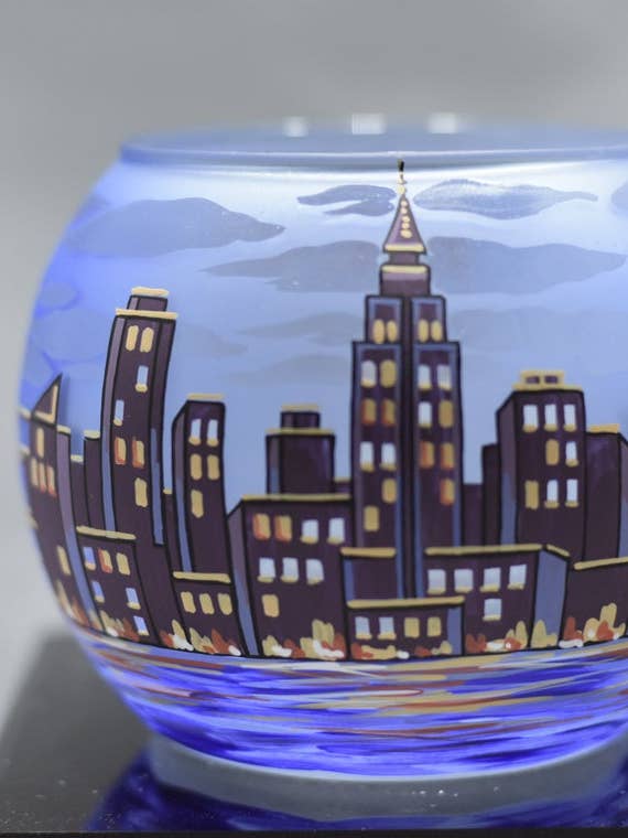 Large Candle Holder - Blown Glass - Hand Made for wholesale by Glass by Iness