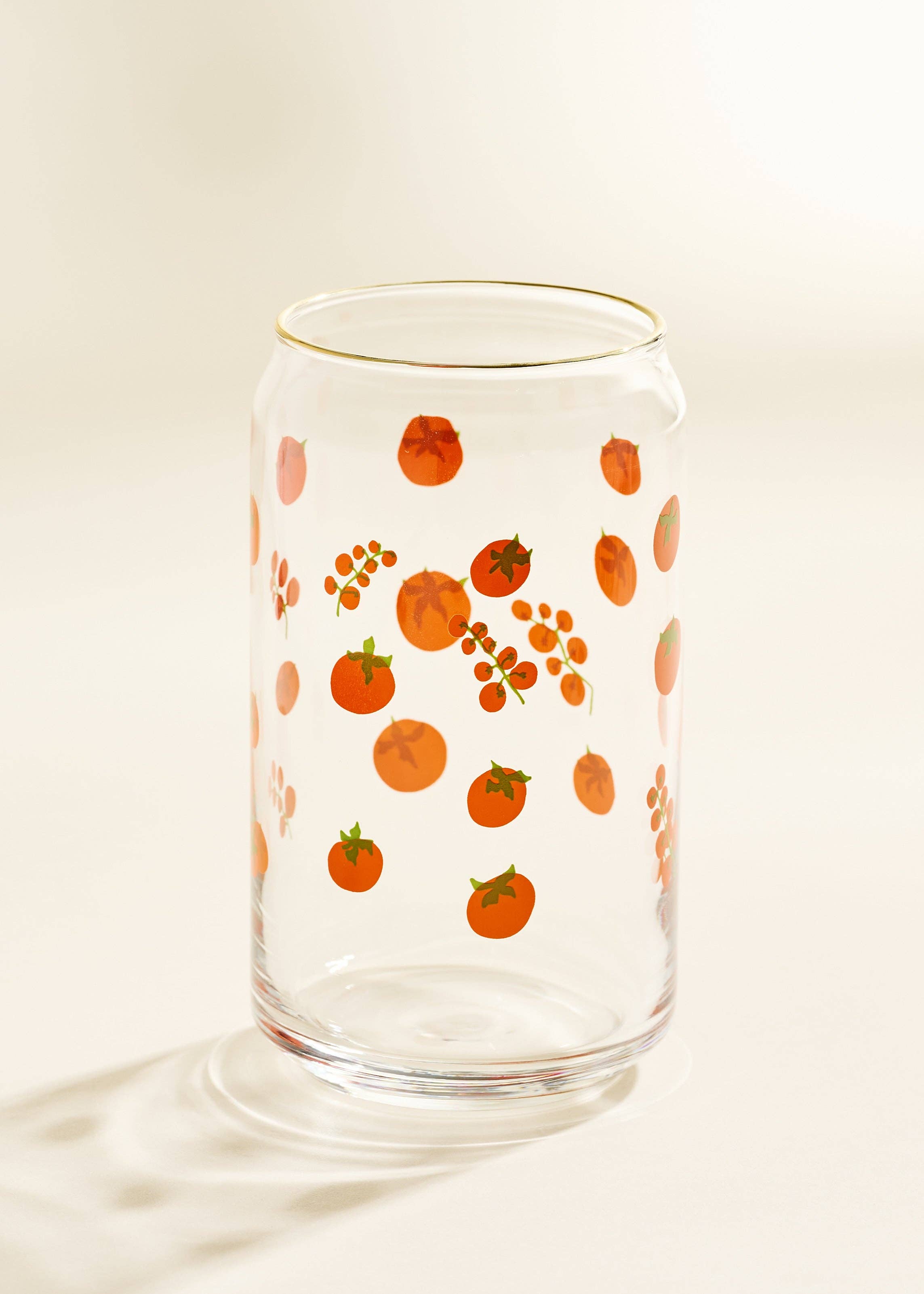 One & Only Paper - Wholesale Drinking Glass/Cup - Tomato Gold Rimmed Soda Can Glass1