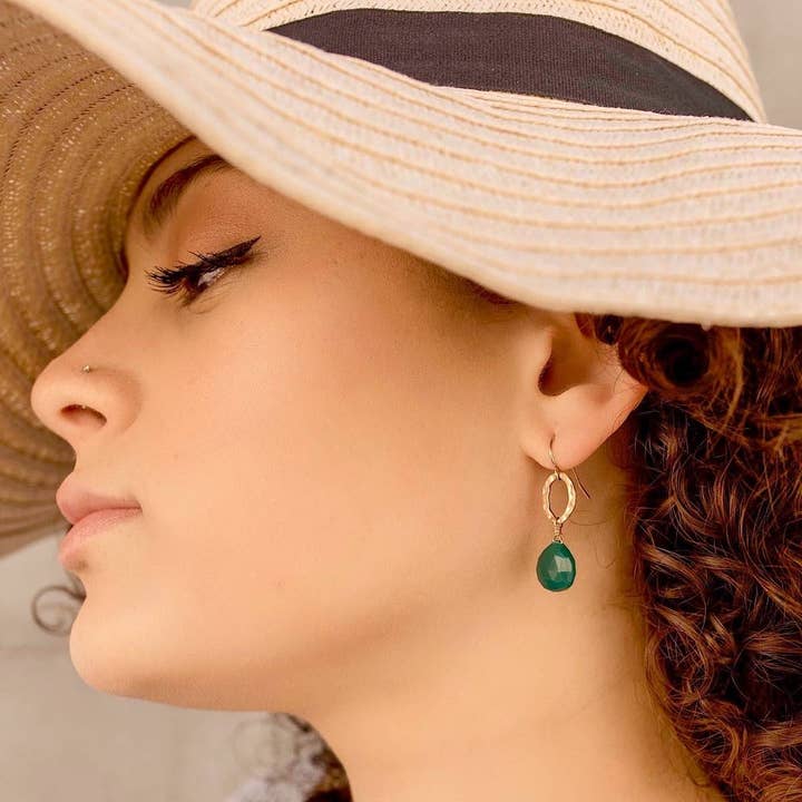 Green Onyx Drop Earrings for wholesale by Isabelle Grace Jewelry