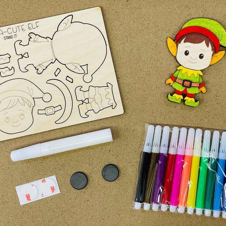 Reclaimed Woodworks Home Decor – wholesale DIY craft kit – Build an Elf Magnet CHRISTMAS CRAFT KIT1