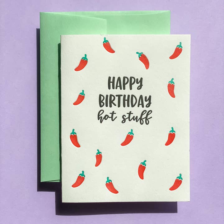 Stack Paper Press – wholesale Födelsedagskort – Grattis på födelsedagen heta grejer Letterpress födelsedag