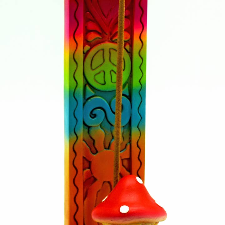 Fantasy Gifts - Wholesale Incense Holder - Standing Mushroom Incense Burner with Chakra Colors