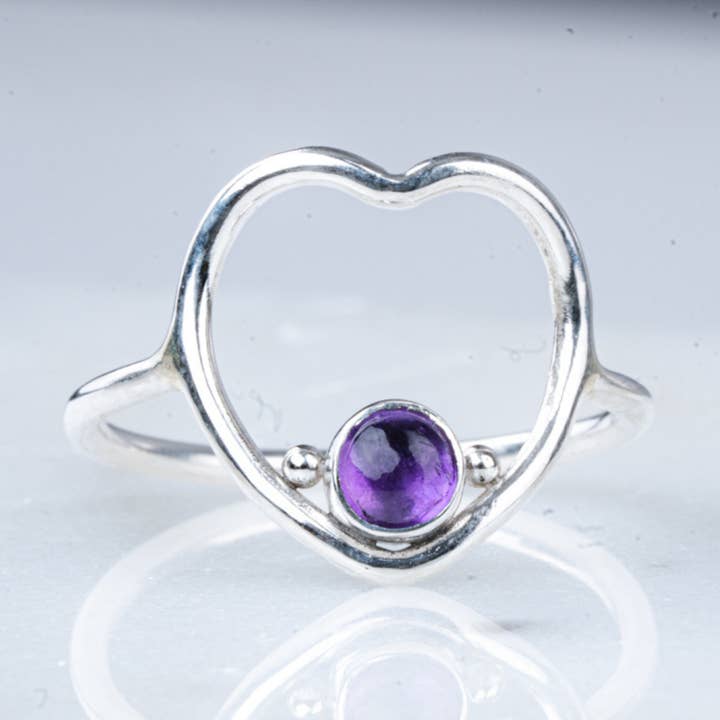 Heart Ring - Amethyst for wholesale by Hot Spice Jewelry