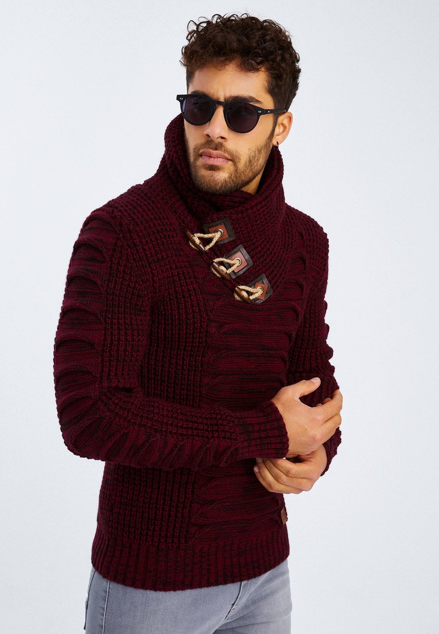 Leif Nelson GmbH - Wholesale Knit Sweater - Men's - Men's Knit Sweater Chunky Knit Shawl Collar LN-557527