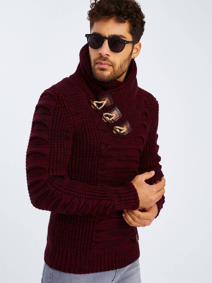 Leif Nelson GmbH - Wholesale Knit Sweater - Men's - Men's Knit Sweater Chunky Knit Shawl Collar LN-557527