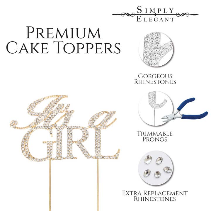It's a Girl Cake Topper - Gold for wholesale on Faire2