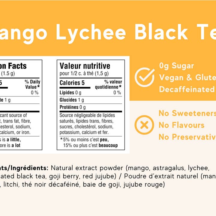 Parch Inc. - Vente Thés santé/détox - Thé noir à la mangue et au litchi (décaféiné) - Elixir instantané adaptogène2