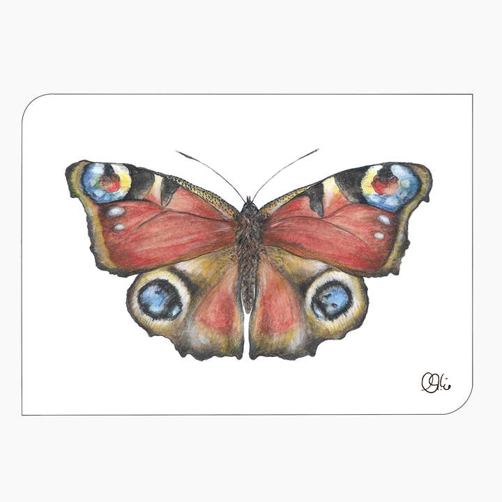 Postkarte - Schmetterling - Tagpfauenauge - bunt - Din A6 für den Großhandel von christine wiegelmann design