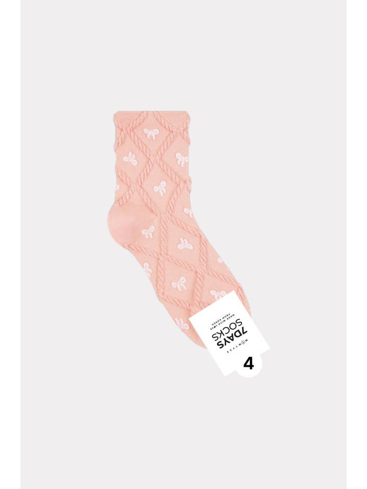 7DAYSSOCKS - Wholesale Socks - Women's - Women's Crew Romantic Bow Socks - Made in Korea3