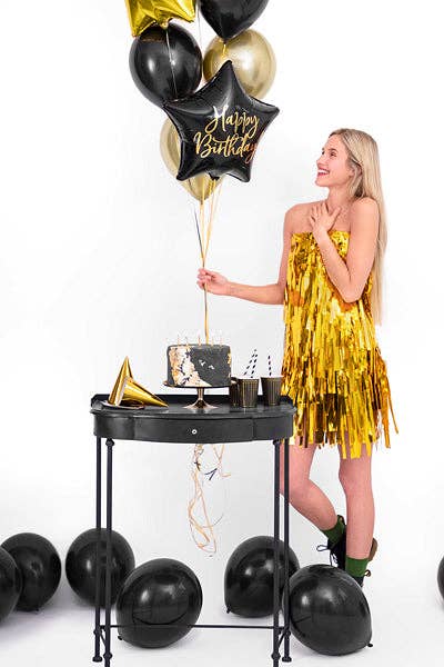 THE BALLOON HUB - Vente Ballon - Ballon en aluminium étoile noire Joyeux Anniversaire 18 po - PartyDeco USA1