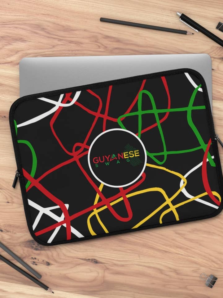 Guyanese Swag Ice Gold Green Laptop Sleeve for wholesale by Guyanese Swag