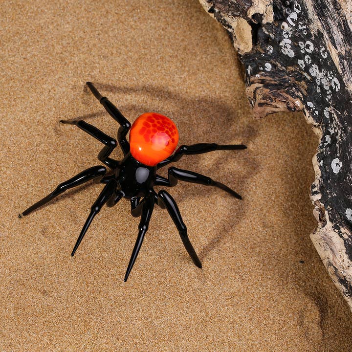 Black Spider Glass Sculpture, İnsect art decor, lampwork for wholesale by Adamodart