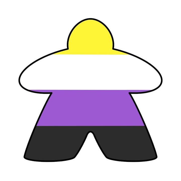 Pushing Whimsy - Wholesale Sticker - Nonbinary - Pride Flag Meeple Vinyl Sticker2