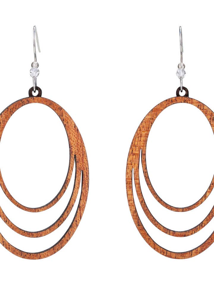 Oval Hoop Willow Earring with Crystal Bead Accent for wholesale by Woodcutts Inc.