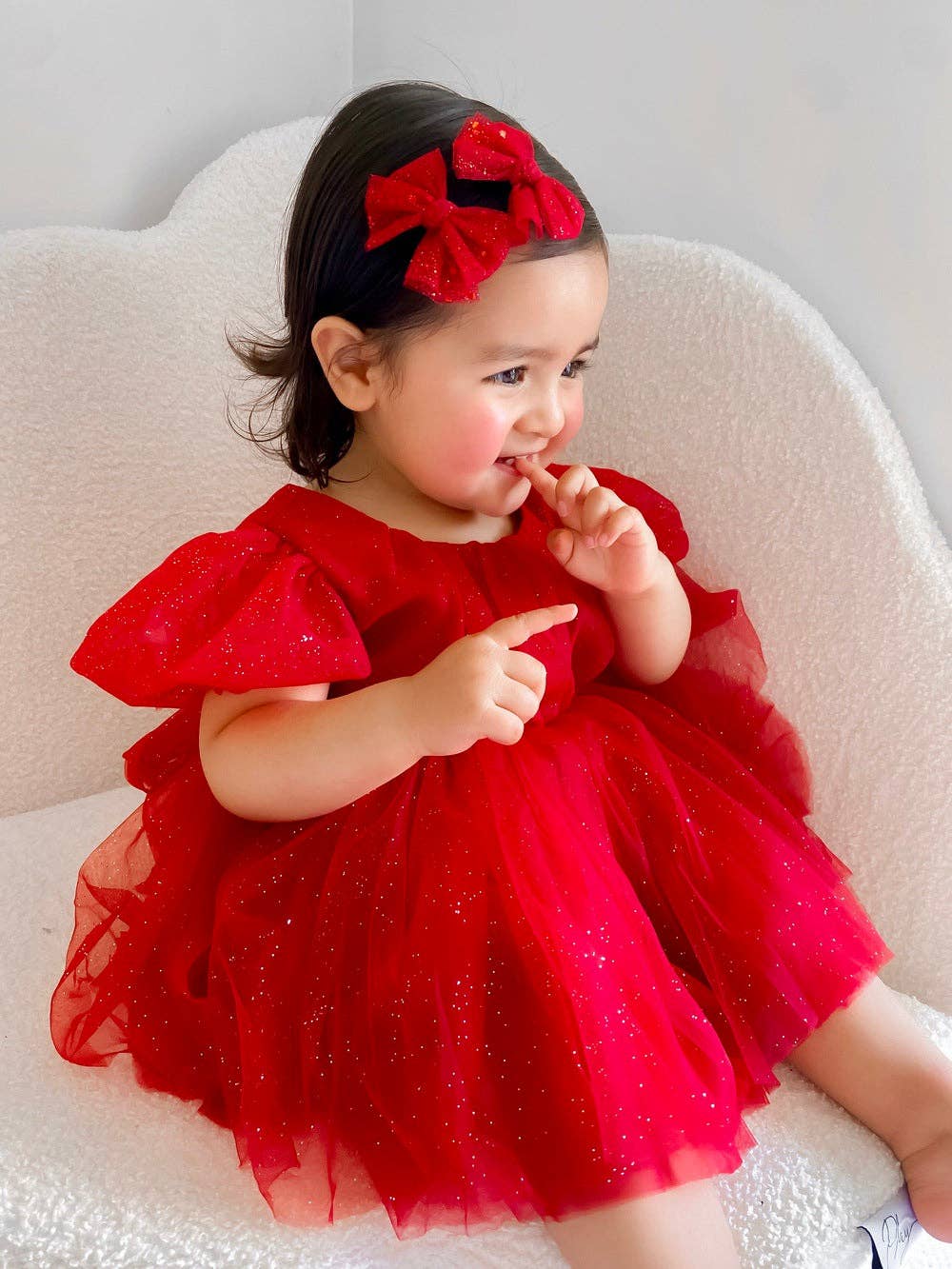 A Little Lacey - Wholesale Jumpsuit - Baby - Nina Red Sparkle Christmas Romper0