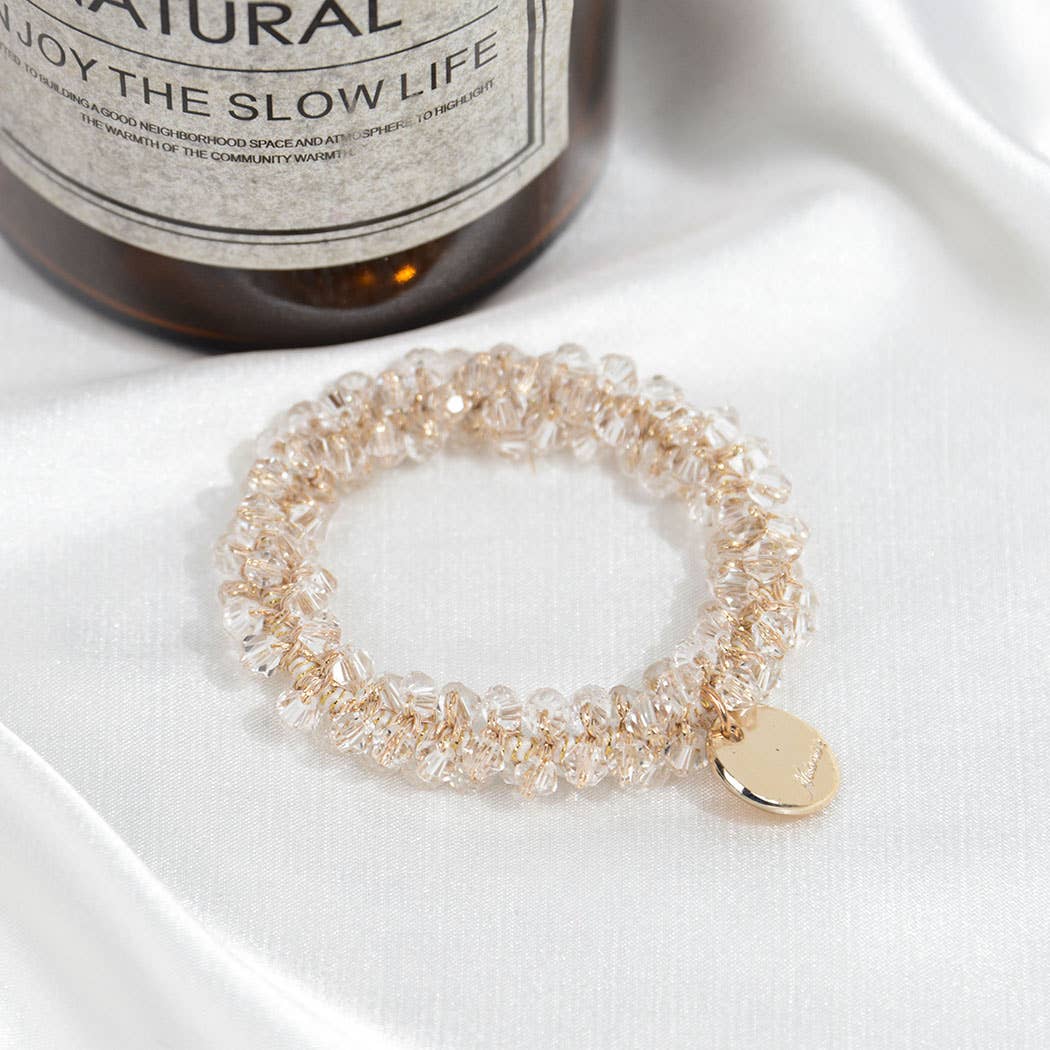 SoapElenGlen - Wholesale Scrunchie - Women's - Crystal Beaded Hair Scrunchies Bracelet7