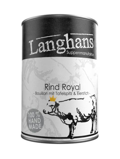 ROYAL BEEF. Bouillon with boiled beef & egg topping for wholesale by Langhans Suppenmanufaktur
