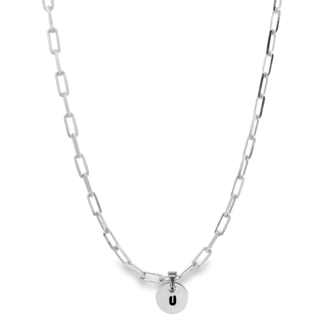 Camilla Limón - Wholesale Pendant/Charm Necklace - Initial Engraved Disk Necklace on Thick Paperclip Chain42