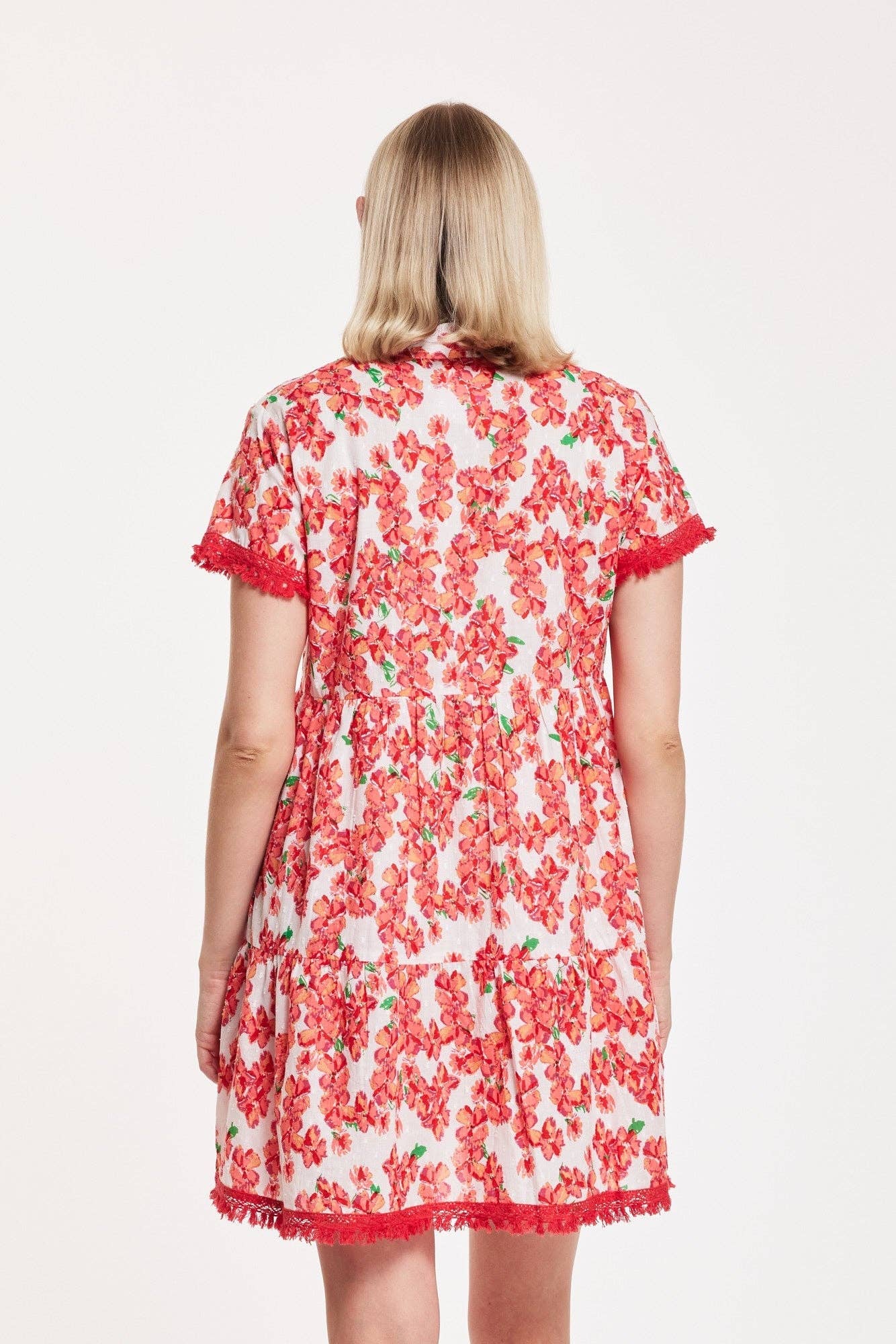 ModaPosa - Wholesale Dress - Women's - Cadenza Dress Bougainvillea Floral White Red Pink1