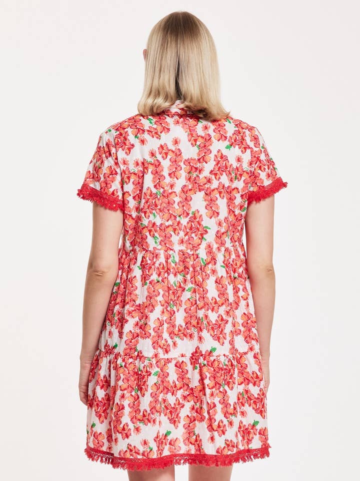 ModaPosa - Wholesale Dress - Women's - Cadenza Dress Bougainvillea Floral White Red Pink1