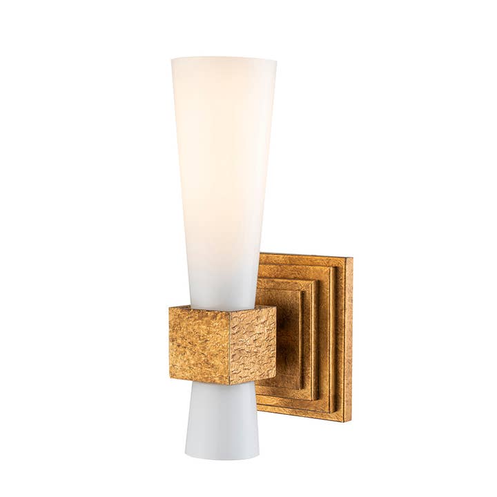 Kristy 1 Light Bath Sconce in Antiqued Gold for wholesale by Lucas McKearn