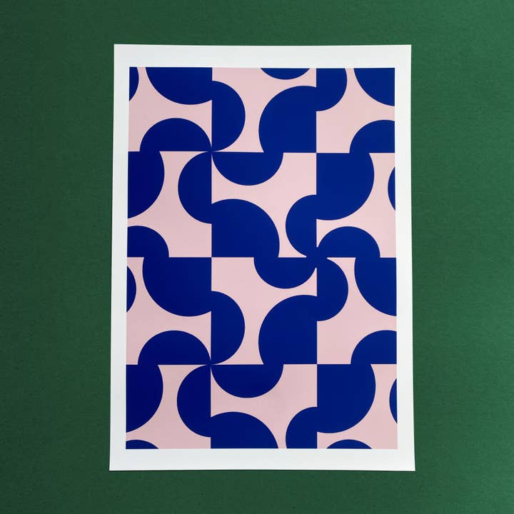 RETRO Print - Blue | Art Print for wholesale by KATIE PAYNE DESIGN