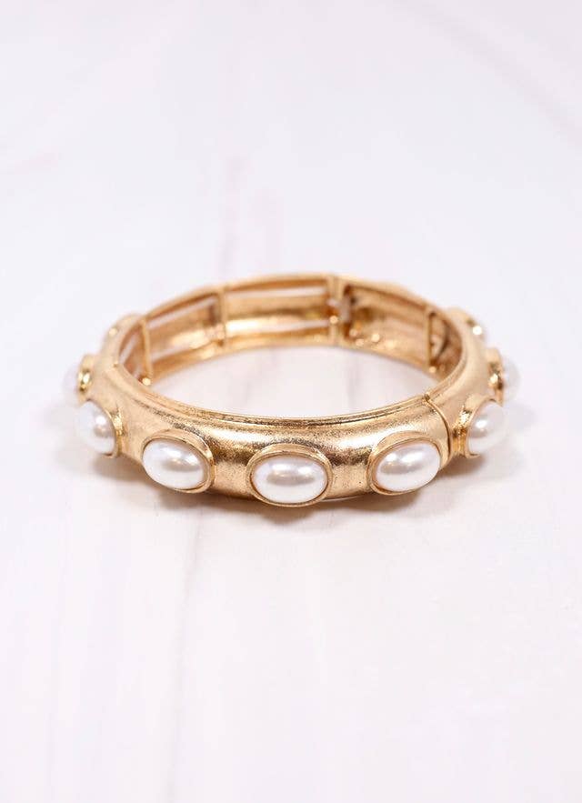 Caroline Hill - Wholesale Bangle Bracelet - Harriette Pearl Bracelet Gold4