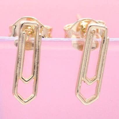 18K Gold Filled Small Paperclip Stud Earrings for wholesale by MIA Jewelry