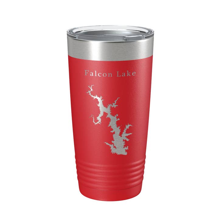 CarveBright - Wholesale Insulated Mug/Tumbler - Falcon Lake International Reservoir Lago Map Tumbler Travel Mug Insulated Laser Engraved Coffee Cup Texas 20 oz6
