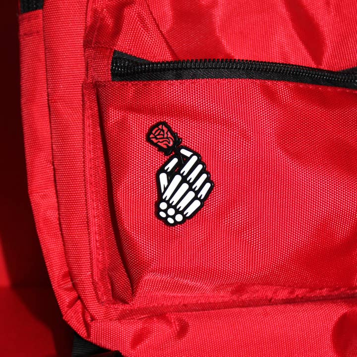 New Heights Studio - Wholesale Lapel Pin/Button - "Skeleton Rose" Soft Enamel Gothic Halloween Pin (1.65' in.)
