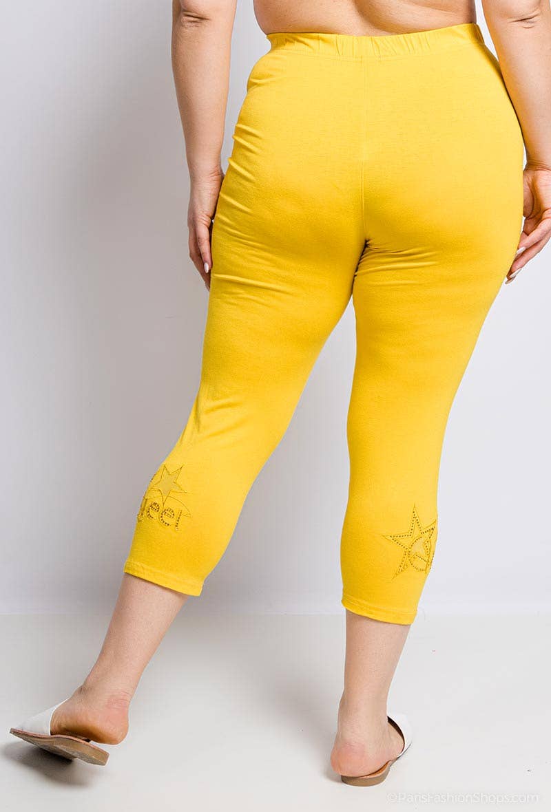 Pomme Rouge Paris - Wholesale Athletic/Lounge Leggings - Women's - Plus size yellow cropped leggings (B209)2