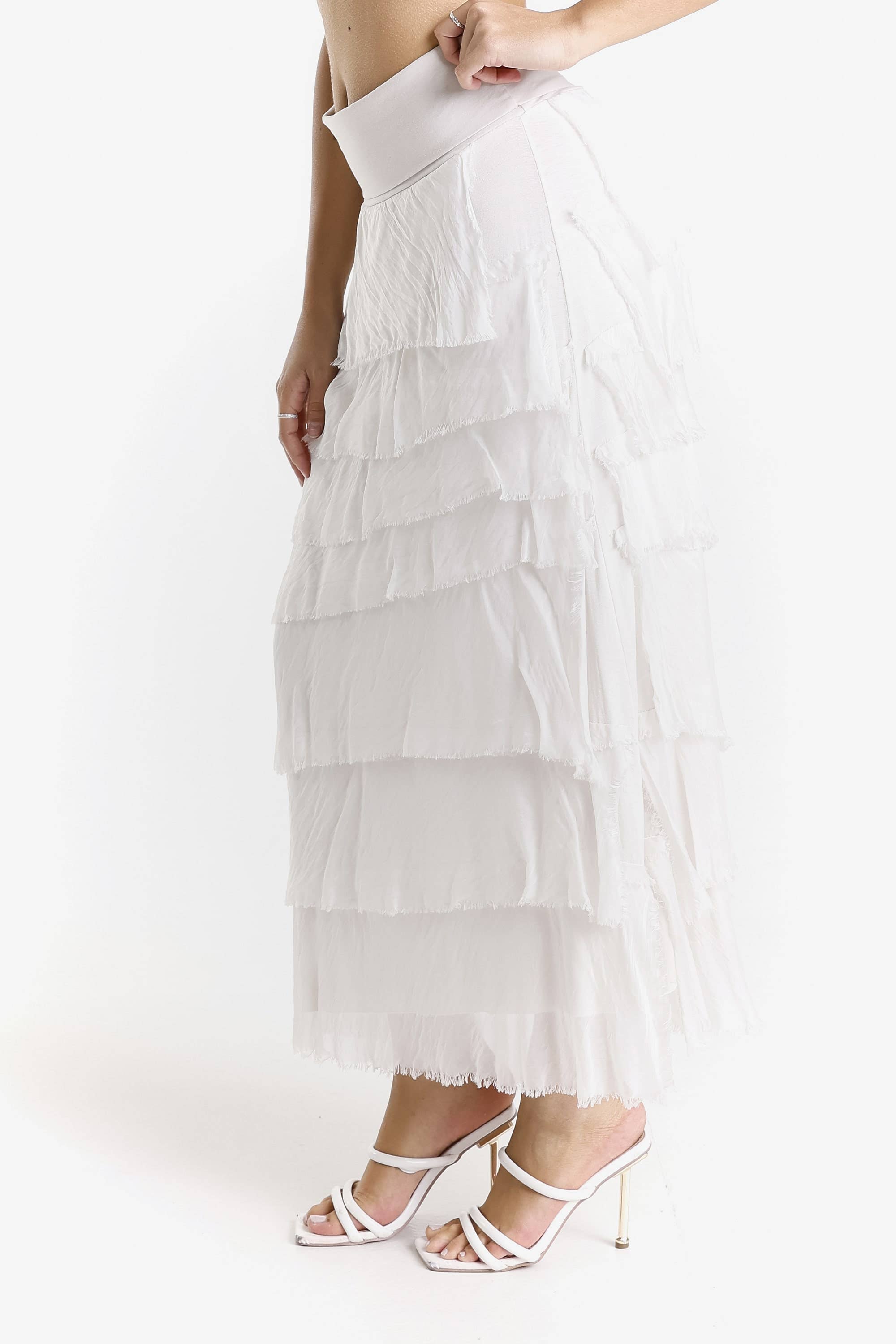 TINA Stephens Italy/Tees By Tina - Wholesale Skirt - Women's - Elisa Silk Ruffle Skirt (SL201)31