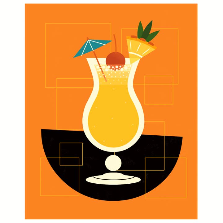 Pina Colada konsttryck för wholesale av Amber Leaders Designs