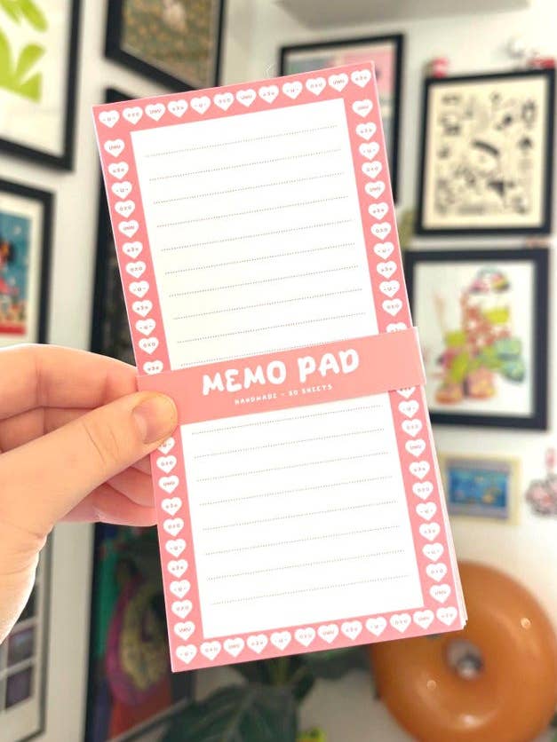 Handmade Candy Heart Doodle Notepad, Memo Pad for wholesale by megoogs draws