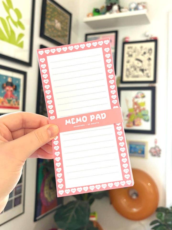 Handmade Candy Heart Doodle Notepad, Memo Pad for wholesale by megoogs draws