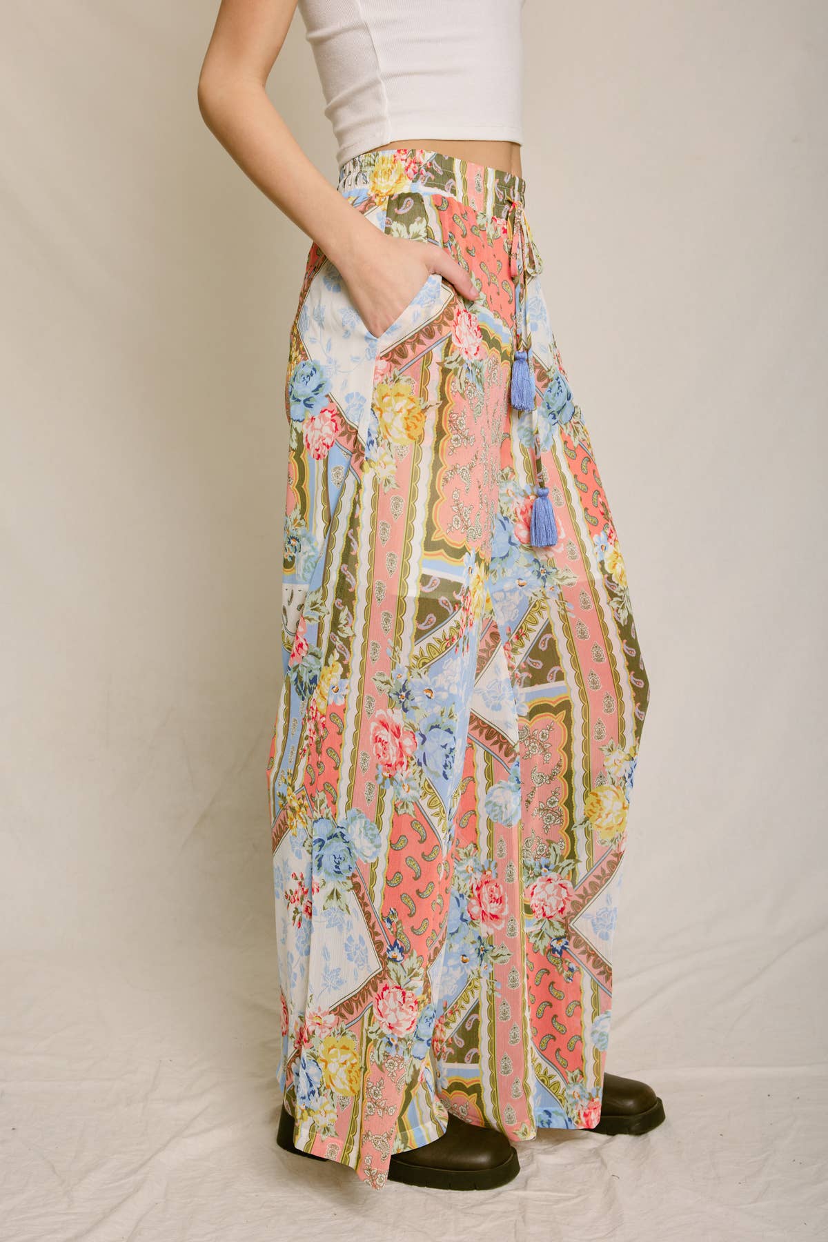 BEL AIR ROSE Sunset Symphony Wide Leg Pull On Pants (1) for wholesale on Faire1