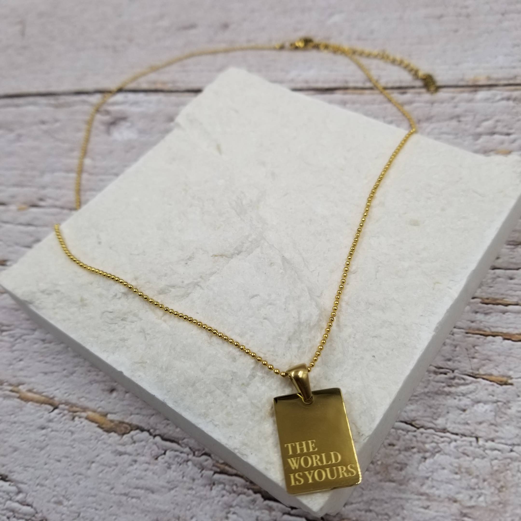Treasure Wholesale - Wholesale Pendant/Charm Necklace - Gold Engraved Pendant Necklace -18K MORE SELF LOVE1
