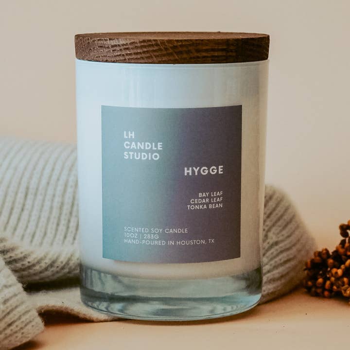 Hygge 10oz Scented Soy Candle for wholesale by LH CANDLE STUDIO