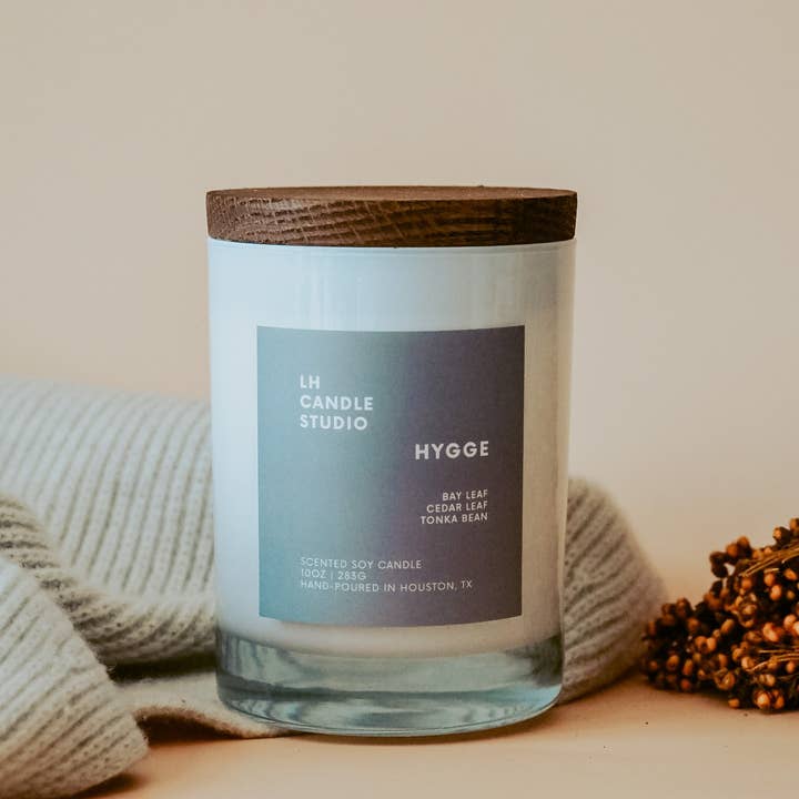 Hygge 10oz Scented Soy Candle for wholesale by LH CANDLE STUDIO