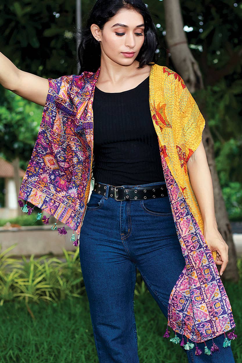 Sevya Handmade - Wholesale Scarf - Women's - Kantha Silk Sari Scarves8