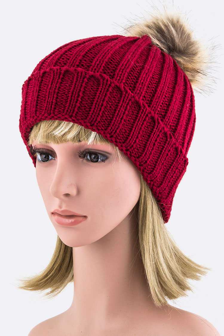 Artini Accessories - Wholesale Beanie - Women's - Detachable Fur Pom Fashion Beanie3