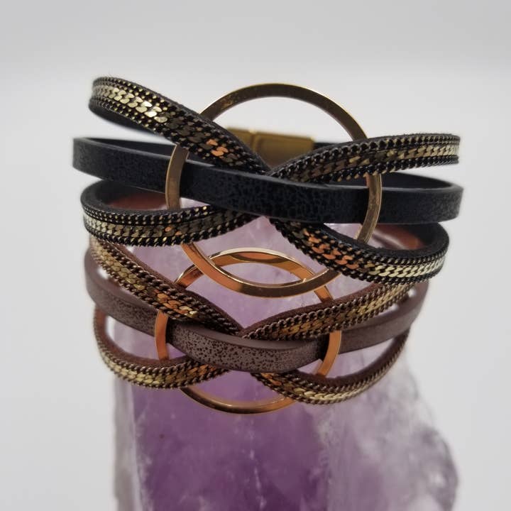 magnolia jewelry - Wholesale Bangle Bracelet - Magnetic Snap Leather Circle Bracelet4