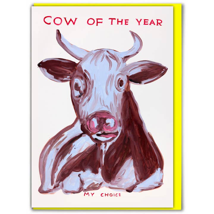 Funny Greetings Card - Cow Of The Year by David Shrigley for wholesale by David Shrigley x Brainbox Candy