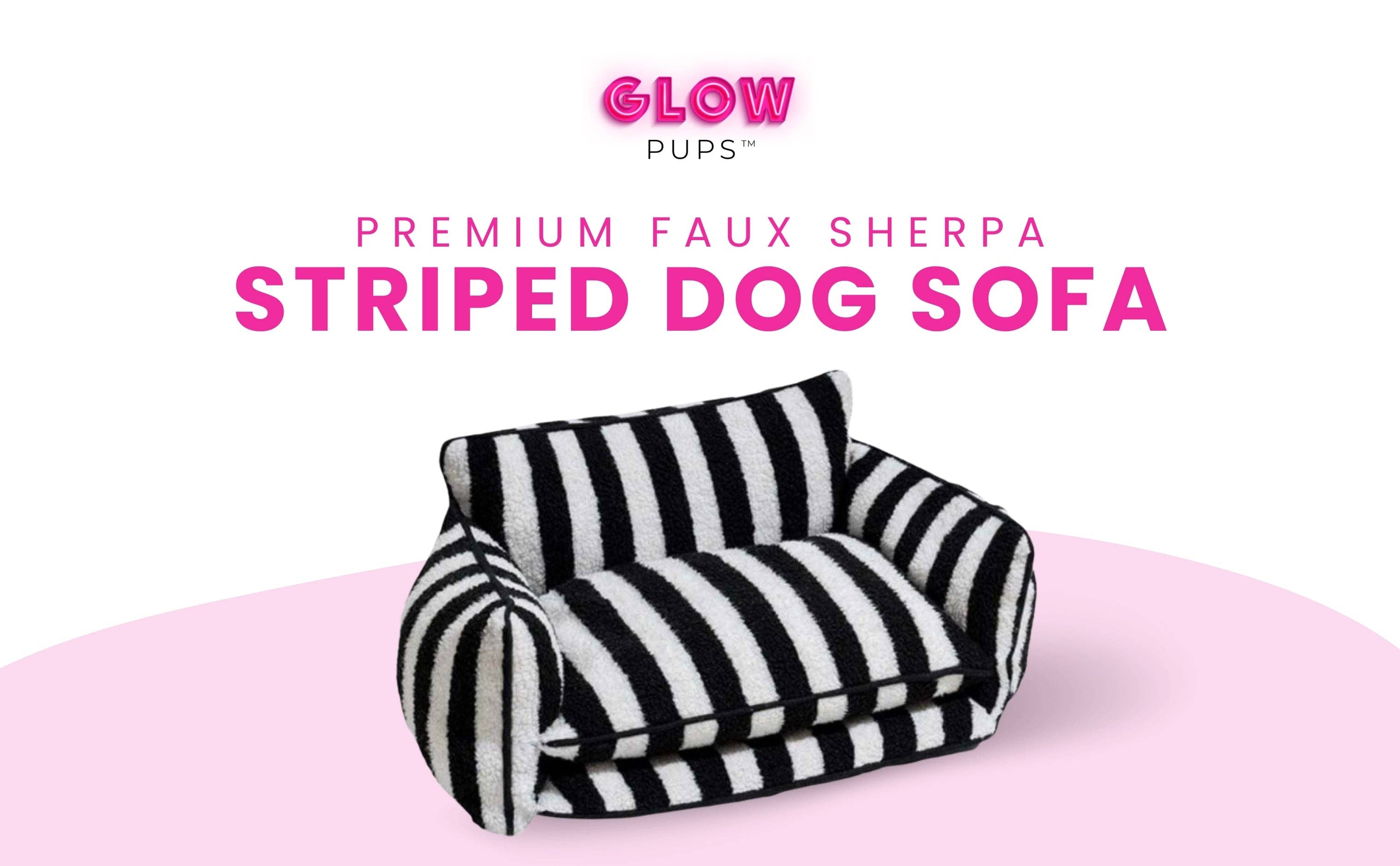 Glow Pups - Vendita all'ingrosso Letto - Cani - Cuccia Divano a Righe Bianche e Nere Chic Comfort per Cani10