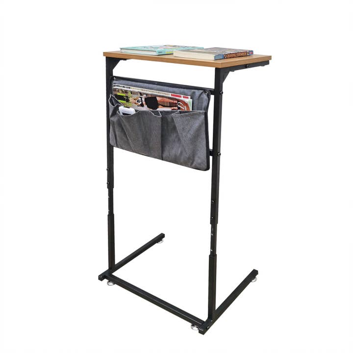 Mesa auxiliar pequeña en forma de C para sofá de 16X11.6X28-32" con bolsa de almacenamiento y estructura metálica 10191 para venta al por mayor de FIXTUREDISPLAYS