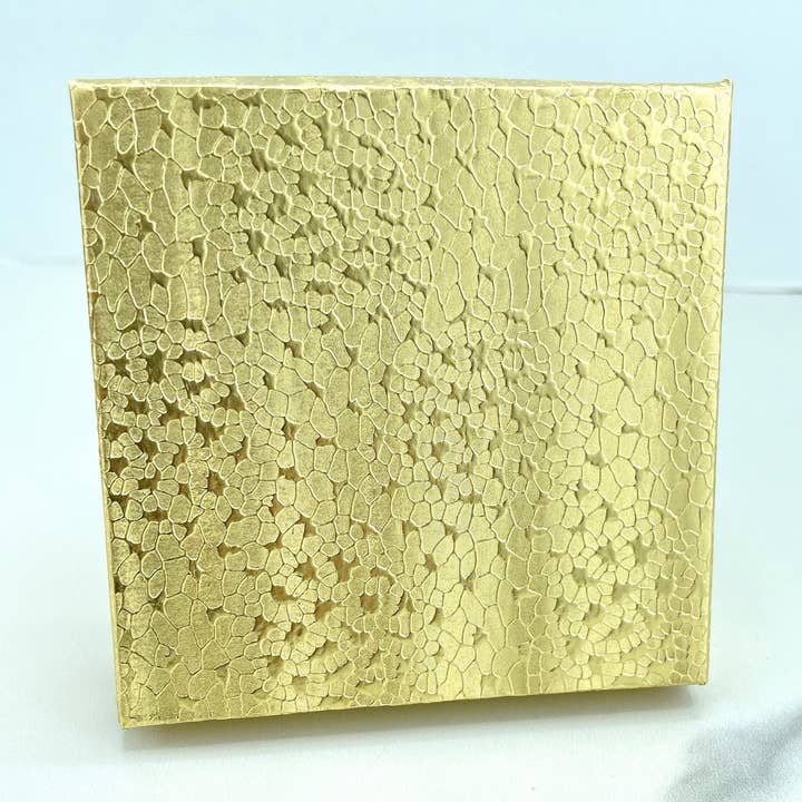 Scatole regalo medie in cartone regalo testurizzato dorato da 01 pezzi per gioielli, scatole regalo per tutti i gioielli 3,5 pollici (91 mm) x 0,1 pollici (26 mm) per la vendita all'ingrosso da parte di DIJU Jewelry