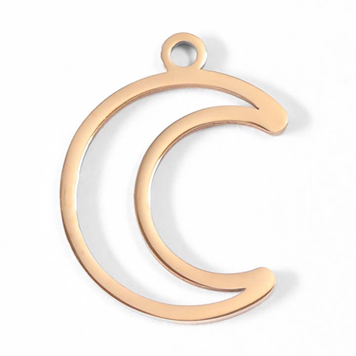 WJW - Vendita all'ingrosso Ciondolo/pendente - Ciondolo luna crescente in acciaio inox rivestito PVD oro 18K2