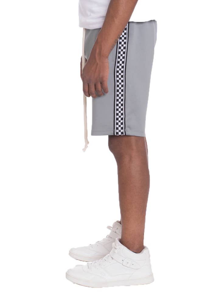 Checkered Side Stripe Shorts Elastic Waist Drawstring for wholesale by WEIV