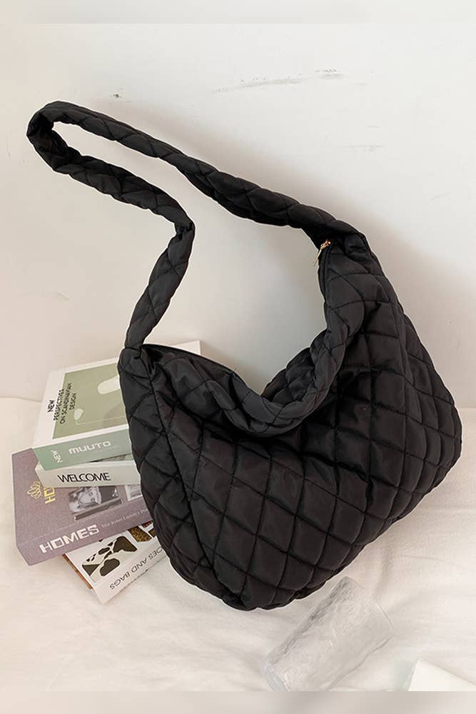 UNISHE - Wholesale Tote Bag - Women's - Plain Quilted Diamond Zipper Closure Tote MOQ 3pcs ZZKF4261