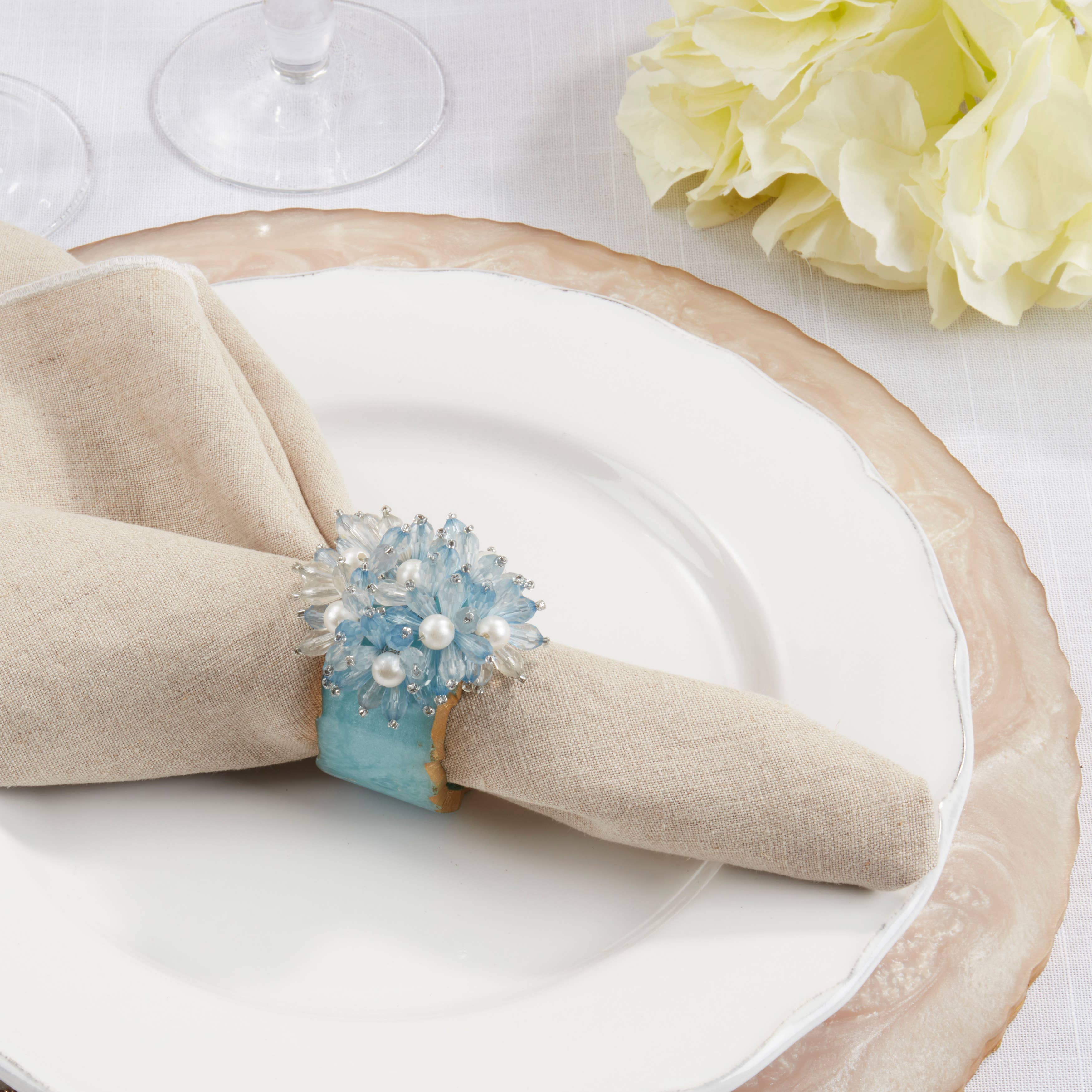 Saro Lifestyle - Wholesale Napkin Ring - Beaded Petal Delight Resin Napkin Ring2